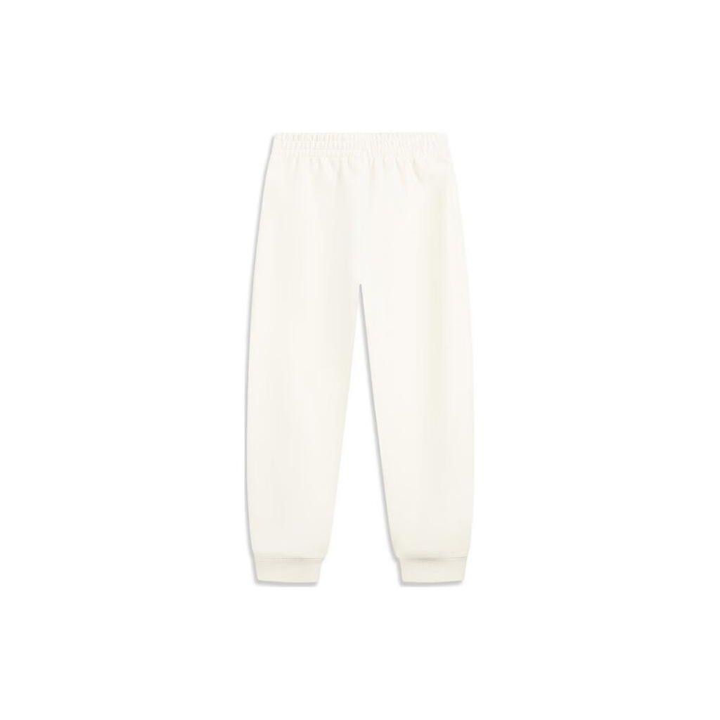 Li Ning Sports Lifestyle Series Solid Color Tapered Knit Joggers Women Joggers Off-White AKLT822-3