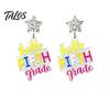 Trendy Acrylic Dangle Earrings 1 Pair Colorful Letter Drop for Women, Glitter Funny First Unique Student Accessories Day of School Earring,