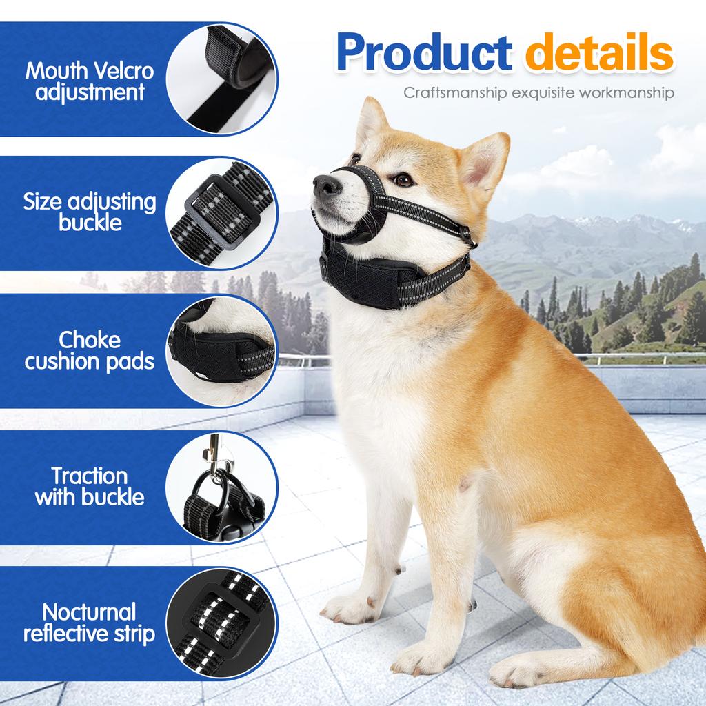 Nylon Dog Muzzle for Small,Medium,Large Dogs Prevent from Biting,Barking and Chewing,Adjustable Loop