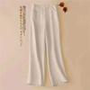 Pantalon Capri en Coton Lin pour Femme Taille Élastique Couleur Unie Coupe Droite
