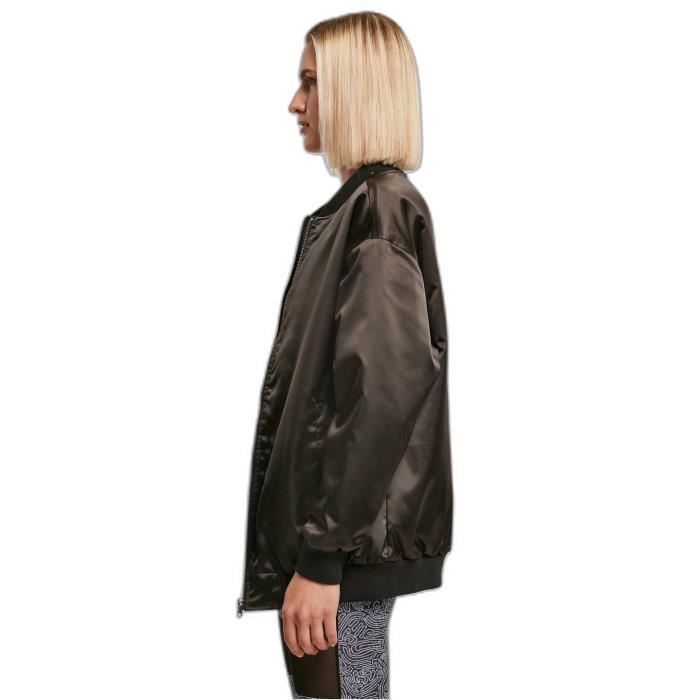 Dámský saténový bomber Urban Classics Oversized - černý - M