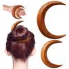 Crescent Moon Rubber Wood Hairpin - Ancient Style Hanfu Headdress Accessory.