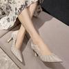 Fashion Shoes for Women's Wedding Bridal Shoes 2025 Crystal Elegant Pointed Toe Thin High Heel Sexy Women's Party Shoe Pumps Women Shoe