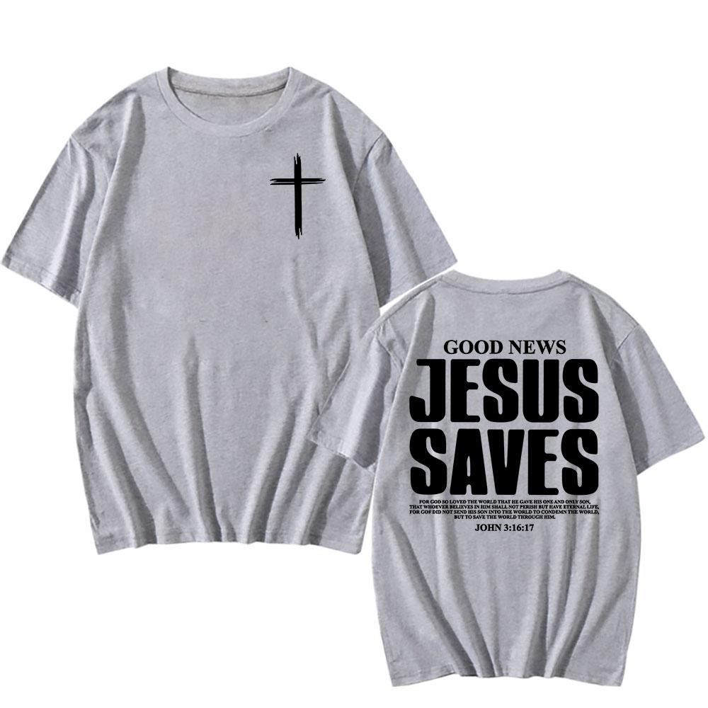 Gesù salva Giovanni 3:16:17 Magliette Cristiane con Versetti Biblici per Uomo Donna Cotone Manica Corta Morbida Maglietta Girocollo Unisex