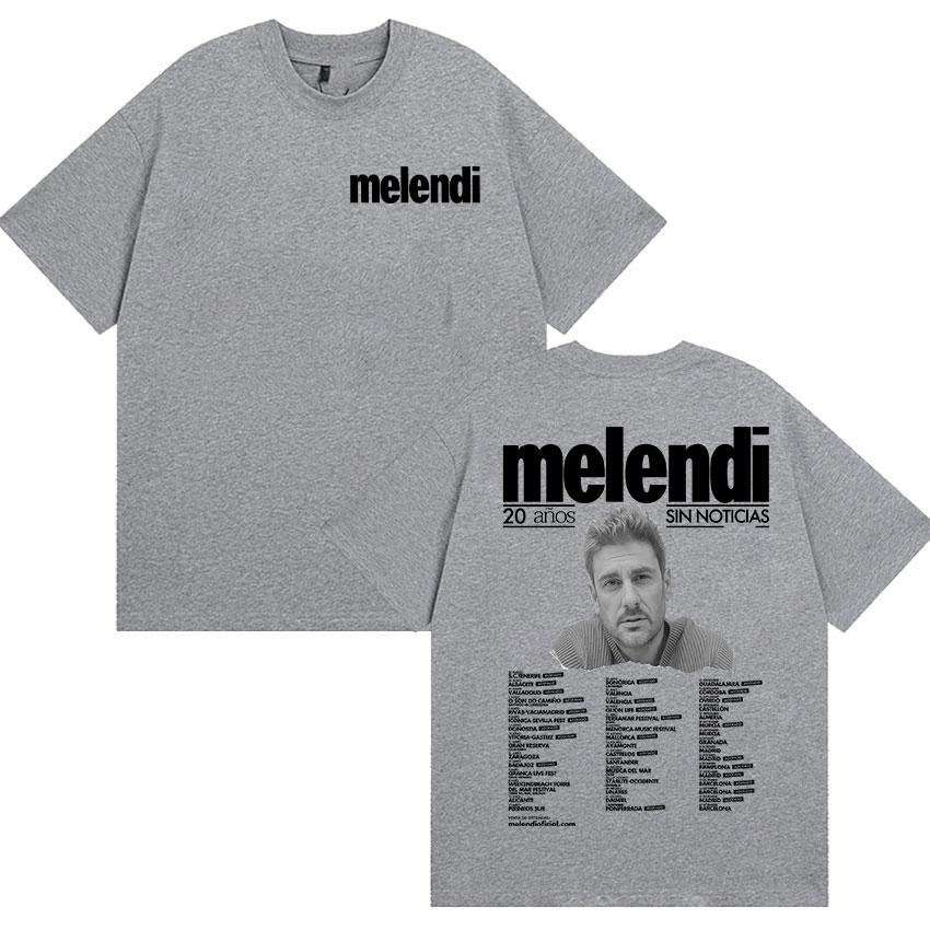 Rapper Melendi Tour 2025 Summer Merch 100 Pure Cotton Printed Tshirt Mens Retro Fashion High Quality Hip Hop Punk Oversized