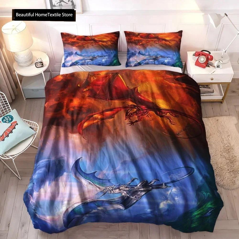 Dragon And Phoenix Comfortable Duvet Quilt Cover Pillowcase Bedding Set Children Bedroom Decoration Home Textile