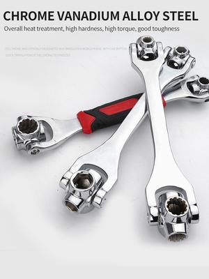 8 In 1 Universal Ratchet Wrench 360 Degree Rotation Spline Bolts Socket Multipurpose Hand Tool Set for Repair Maintenance