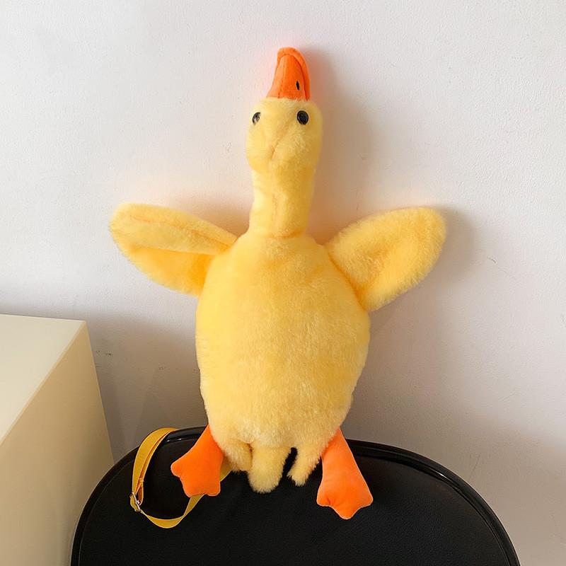 Borsa a Spalla a Forma di Anatra Cartone Animato Peluche con Chiusura a Zip per Uso Quotidiano Casual