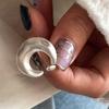 925 Silve Frosted Moon Ring for Women Girl Letter Versatile Irregular Jewelry Gift