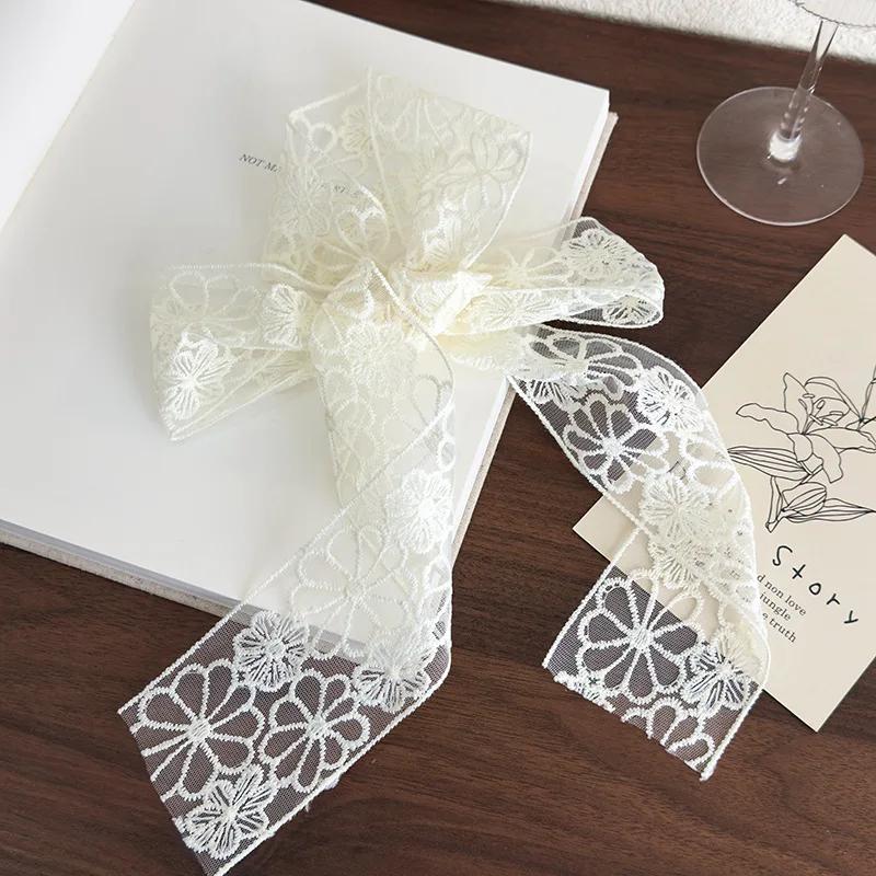 Retro Lace Long Strip Silk Scarf Headband Hair Ring Hair Rope Womans Tied Hair Turban Ribbon Lady Headdress Multifunctional Belt