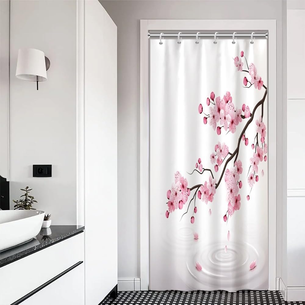 Green Bamboo Shower Curtain Bamboo 3D Printed Outdoor Bathroom Curtain Japanese Asian Zen Spa Spring Botanical Waterproof Fabric