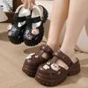 Unisex Summer Large Size Thick Bottom Cartoon Bear Indoor Hole Beach Sandals Women Men Casual Sponge Cake Anti Slip Slippers For Couples 36-41