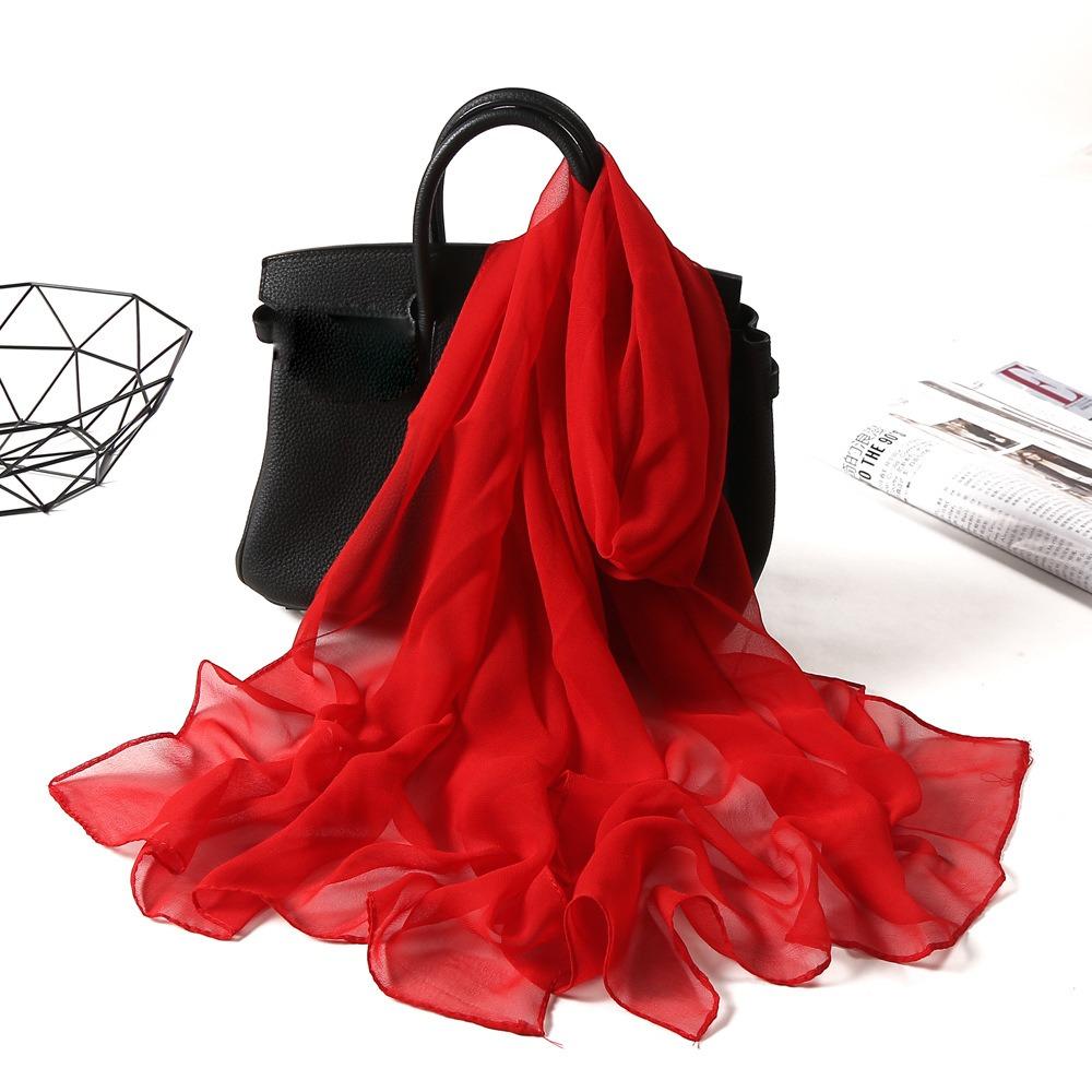 Fashion Chiffon Women Scarf Thin Solid Color Long Shawls and Wraps Soft Breathable Beach Sunscreen Hijab