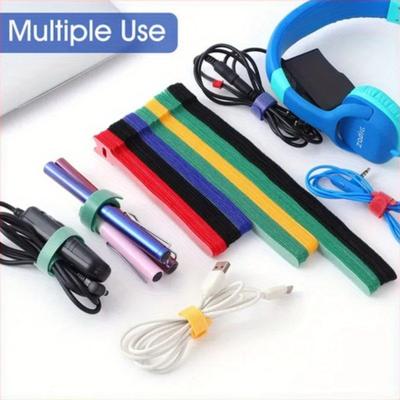 60 stuks Herbruikbare Nylon Klittenband Strap - Duurzaam, Zacht Zelfklevend Tape Organizer voor Dagelijks Kantoorgebruik, Melange, Plastic