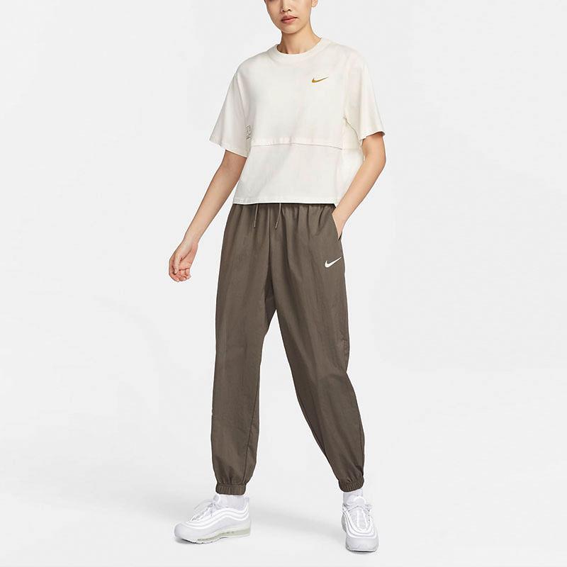 Nike Sportswear High-Waisted Joggers With Logo Women Bottoms Sand White FQ7008-126
