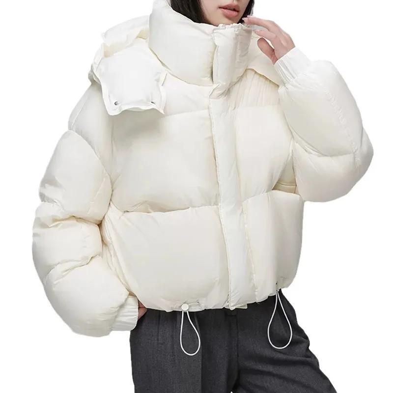 2026 Winter Women's White Duck Down Coat Korean Style Long Sleeve Cropped Down Clothing Wholesale For Women's Fashion