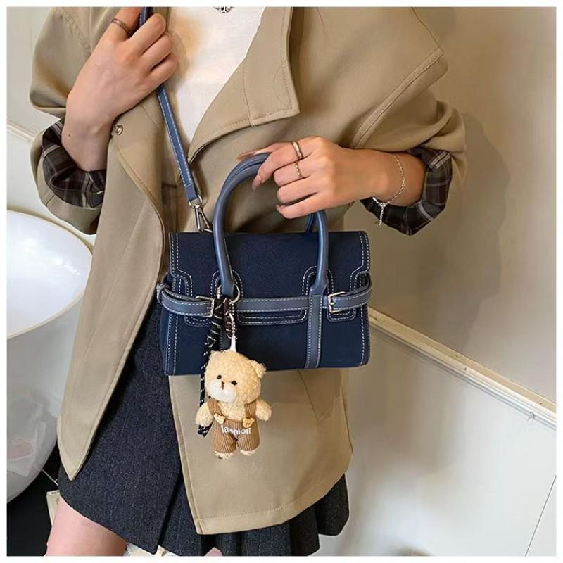 

High-end Leopard Print Fashion Trendy Small Bag Portable Women Commuting Cross-body Shoulder 23x7x16 single package синий