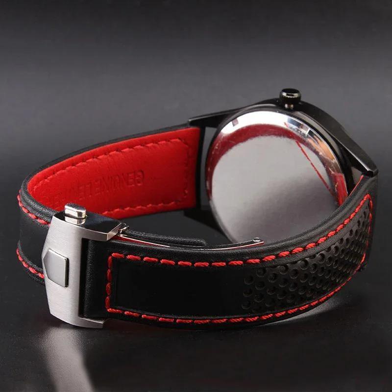 Correa de Cuero Genuino Para Reloj TAG-heuer F1 banda Pespuntes Rojos pulsera de muñeca hebilla desplegable brazalete de cuero para reloj 22mm