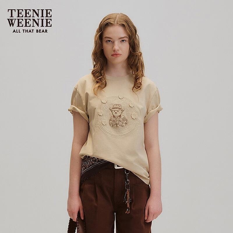 Teenie Weenie Women's Bear Embroidered Short Sleeve T-Shirt