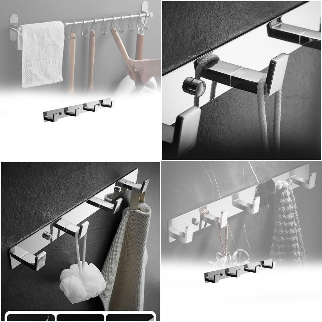 Sturdy Stainless Steel Adhesive Hooks For Heavy Duty Clothing In Kitchen And Bathroom Spaces