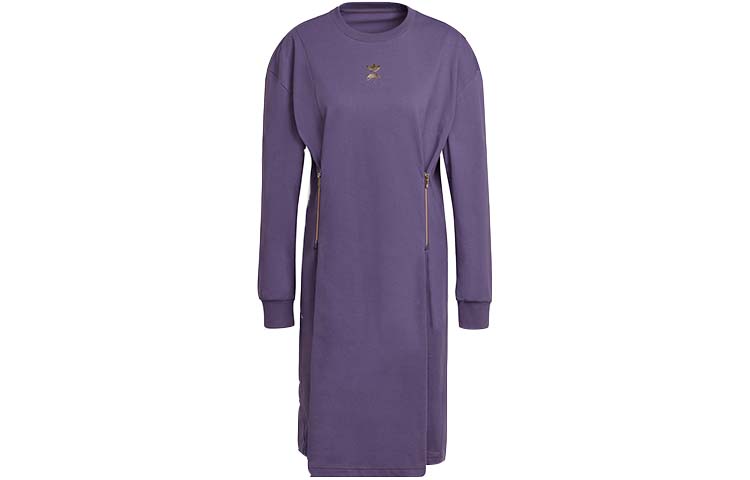 

Adidas Originals Long Sleeved Dresses Women s Purple Crew Neck Moderate Mid Length HG6659 32