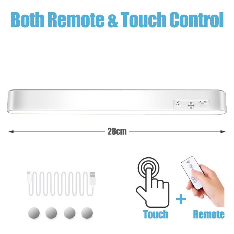 LED Night Light Bar Magnetic USB Rechargeable Desk Lamp White Warm Cabient Light Touch Control Wireless Table Lamp