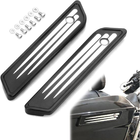 

For harley Touring Road King Street Glide Saddlebag hinge Covers Latch Covers 2014-2023 (Chrome latch cover) Black Latch Cover