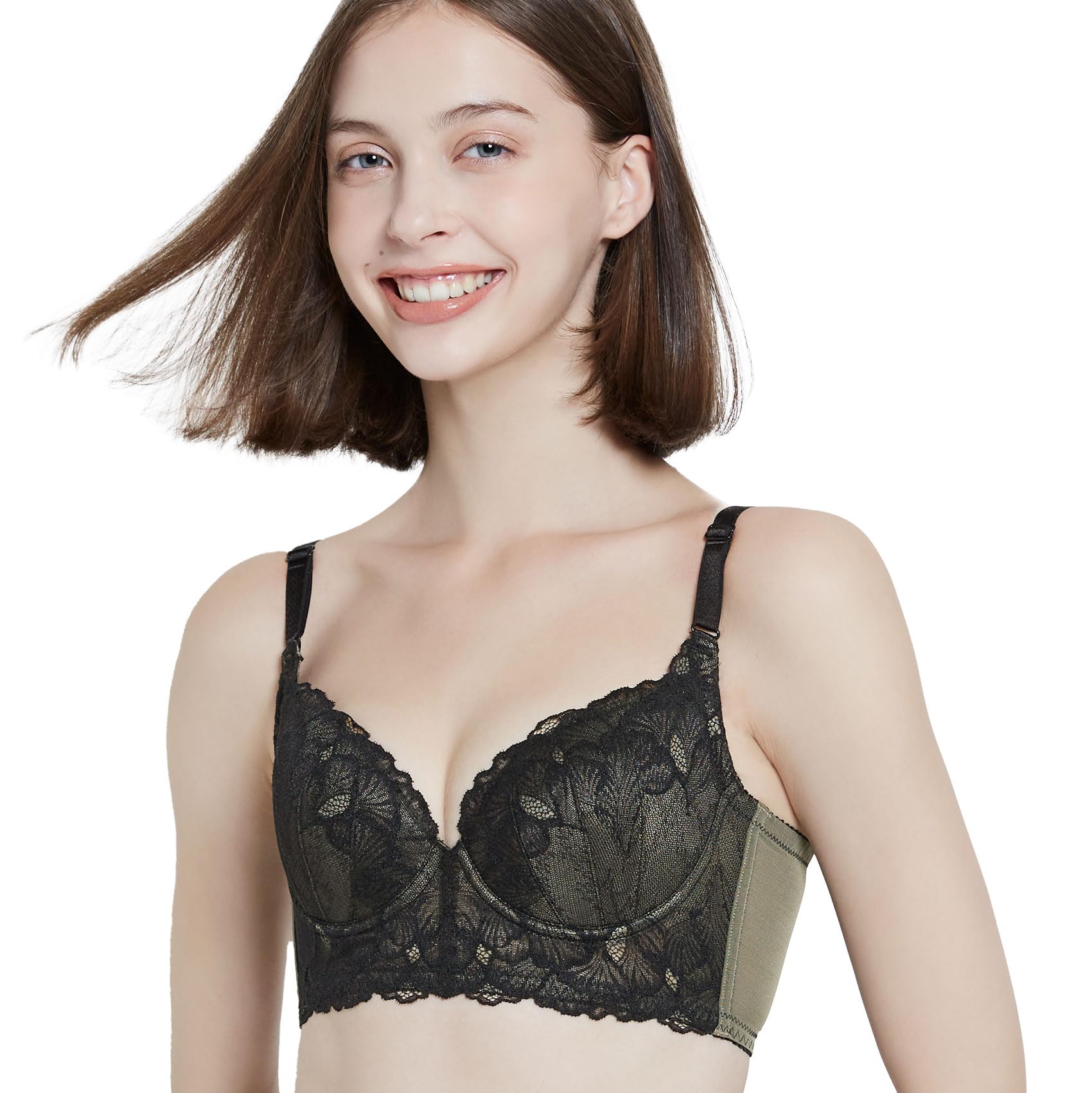 

HEAVEN Japan Bustierina Новый кружевной дизайн Бюстгальтер для подмышечной области и чистой спины Бюстгальтер типа бюстье Доступен в широком диапазоне размеров (Небеса Японии) чёрный