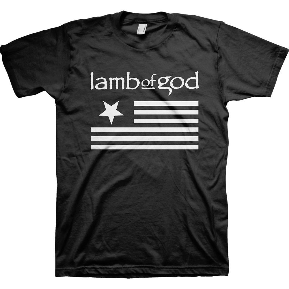 Men s Lamb Of God LOG Flag T-shirt Small Black 4XL