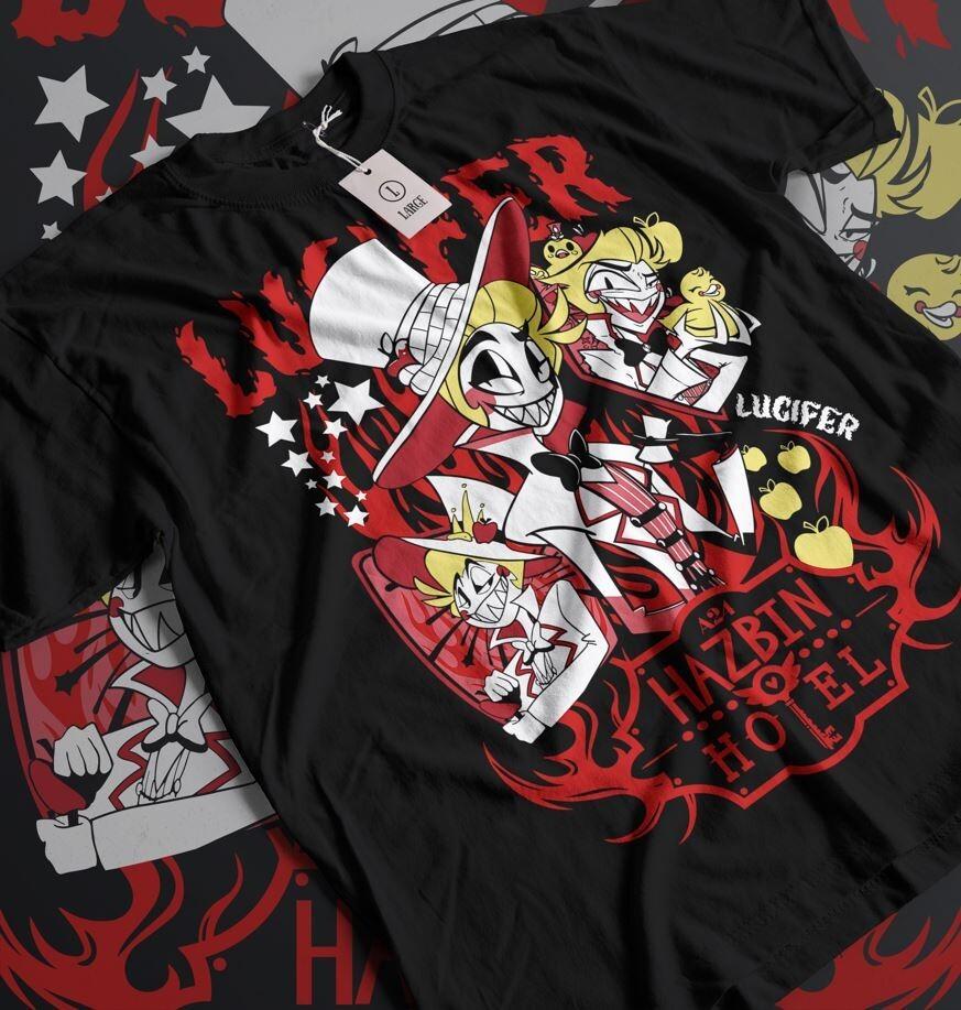 Hazbin Hotel Alastor Lucifer T-Shirt Hazbin Hotel Character Girl Shirts All Size