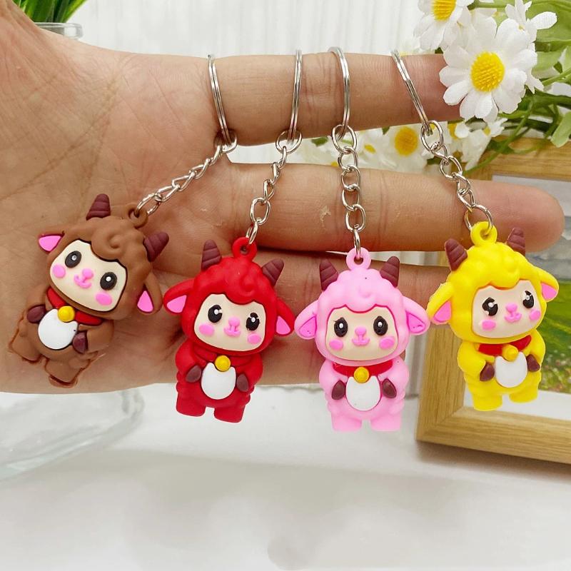 Cute Cartoon Sheep PVC Keychain Smooth Edge Multi Colors Bag Pendant Safe Souvenir Gift for Toddlers Backpack Decor