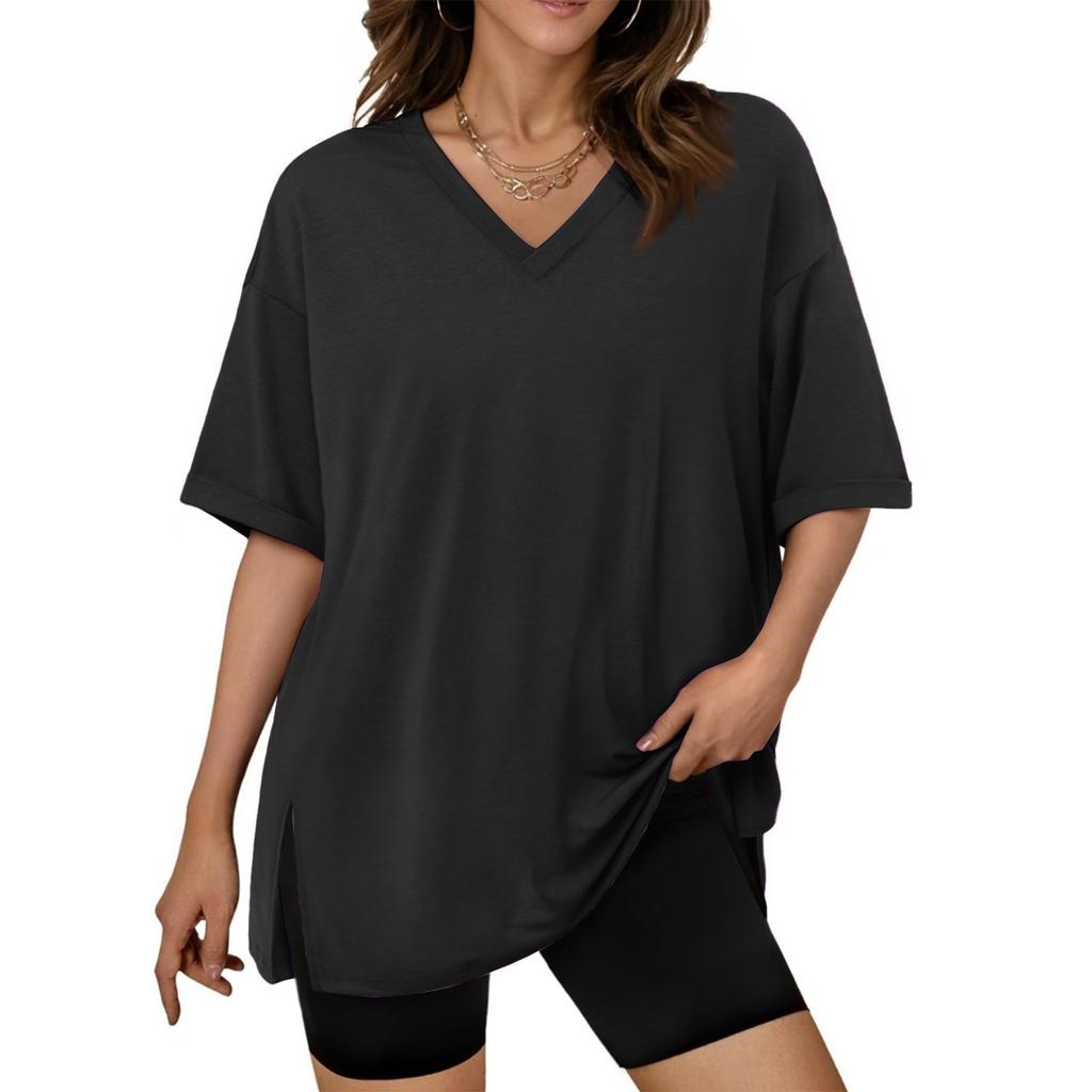 Large Oversized Women's Gym T Shirts Plus Size Tops V Neck Short Sleeve Workout Shirts Casual Loose Fit T Shirts