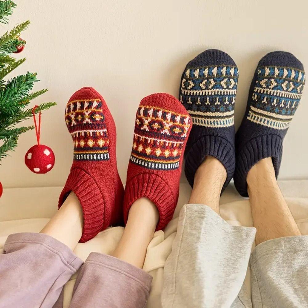 Stripe Winter Floor Ankle Shoes Plush Coral Fleece Socks Unisex Sleeping Socks  Women/Men