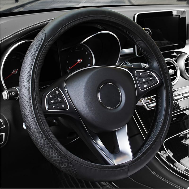 Leather Steering Wheel Cover,Anti Slip Car Steering Wheel Cover For Car Decorations & Steering Wheel Protections,Universal 15Inch Wheel Cover Car чёрный