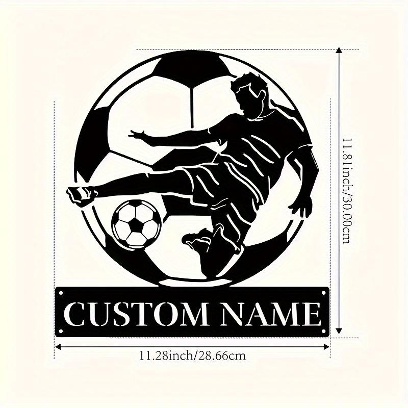 Unique Customizable Metal Wall Art Soccer Player Personalize Name Home Garden Decor