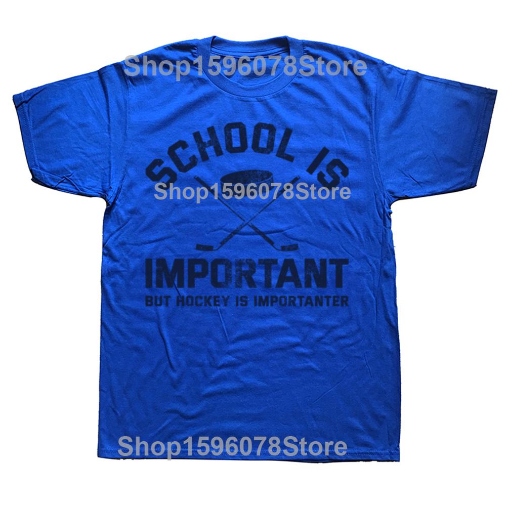 School is Important But Hockey is Importanter Tshirt Funny Sports Tee Tops Round Neck ShortSleeve Tshirt Casual Basic Tshirts