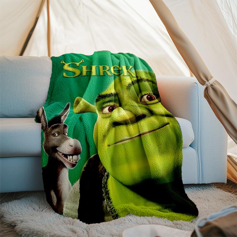1pc Shrek1 Theme Blanket - Digital Print, Polyester, Cozy for All Seasons, Perfect for Outdoor, Camping, and Travel