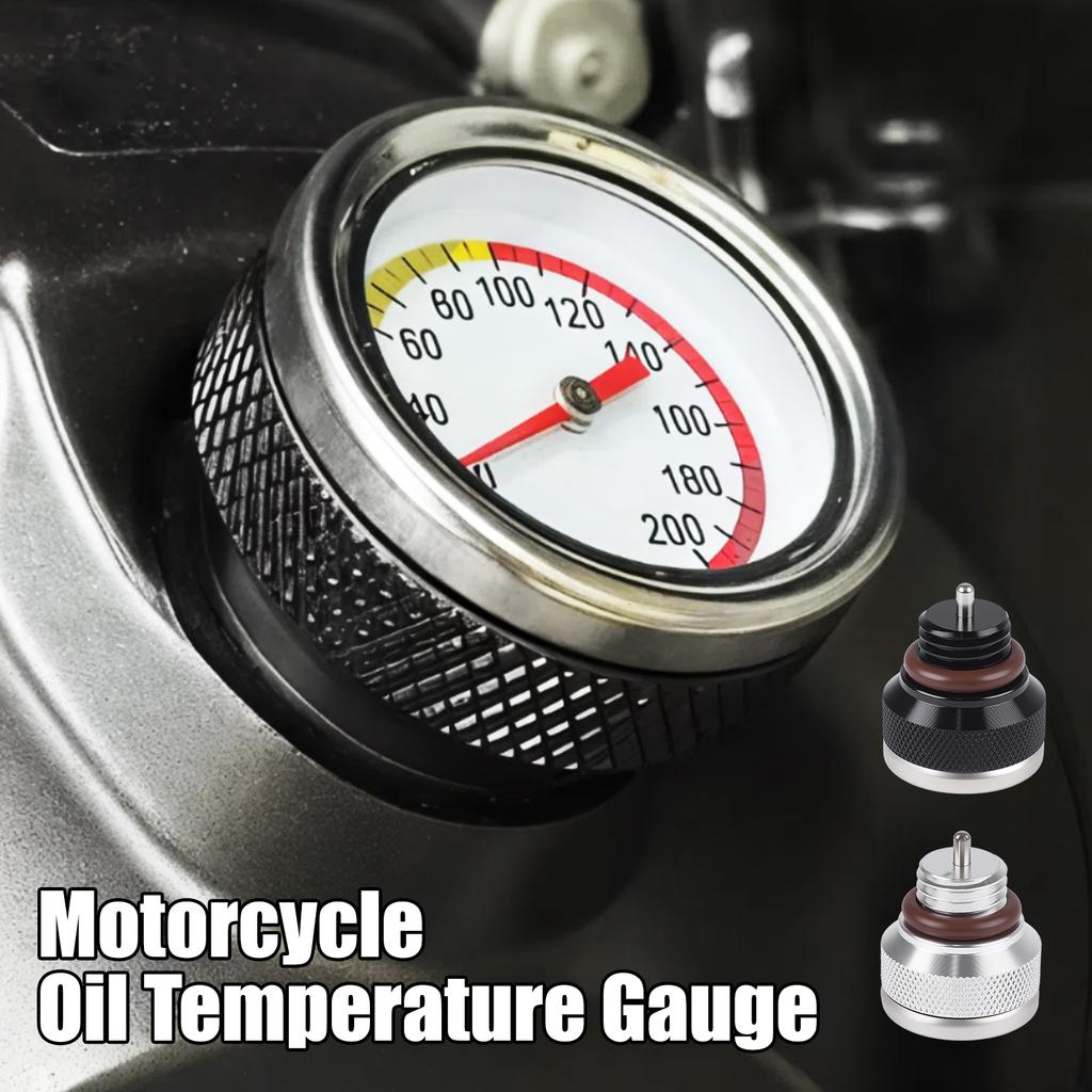 Auto Bike Thread Size M20x2.5 Motorcycle Fuel Tank Caps With 35MM Oil Temperature Gauge 0-200 Pointers Thermometer Cap Cover