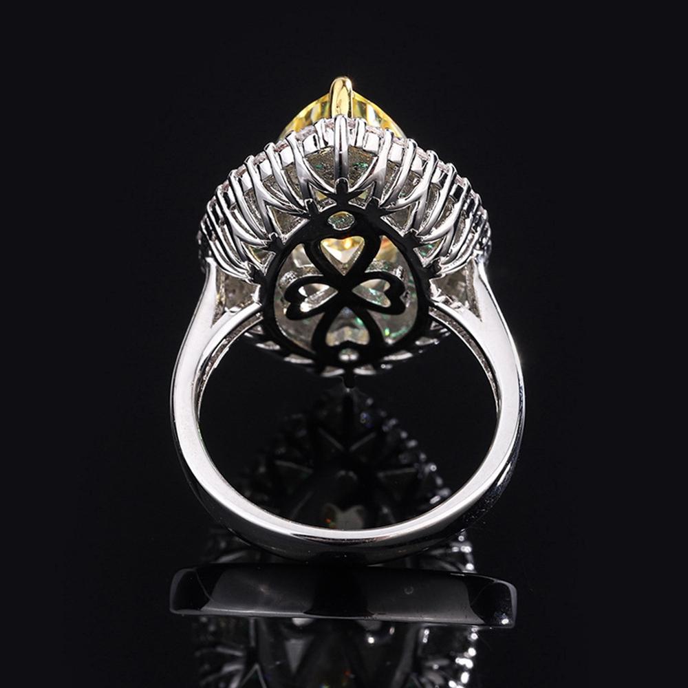 Moda 18 K Altın Kaplama 9*18 MM Fantezi Canlı Courndum Yüzük Kadınlar için Yıldönümü Hediyesi 925 Ayar Gümüş Güzel Takı