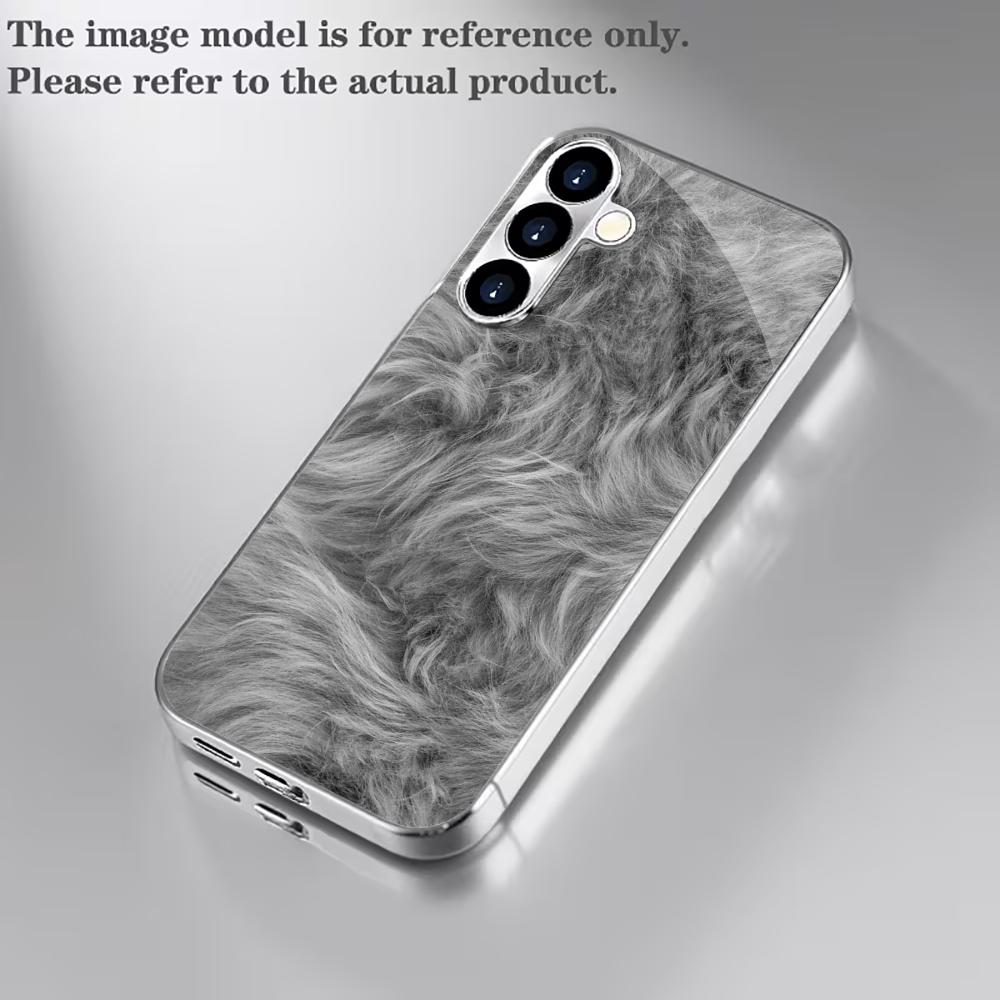 Furry Pattern PhoneCase Atmosphere High-end Electroplating Glass PhoneCase for Samsung Galaxy S26 S25 S24 S23 S22 FE,Ultra,Plus