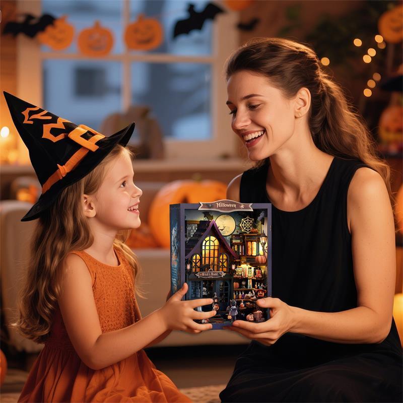 Retro DIY Wooden Castle Wonderful Night House Figurines Miniatures Kits With LED Lights Home Decoration For Adult Handmade Gifts