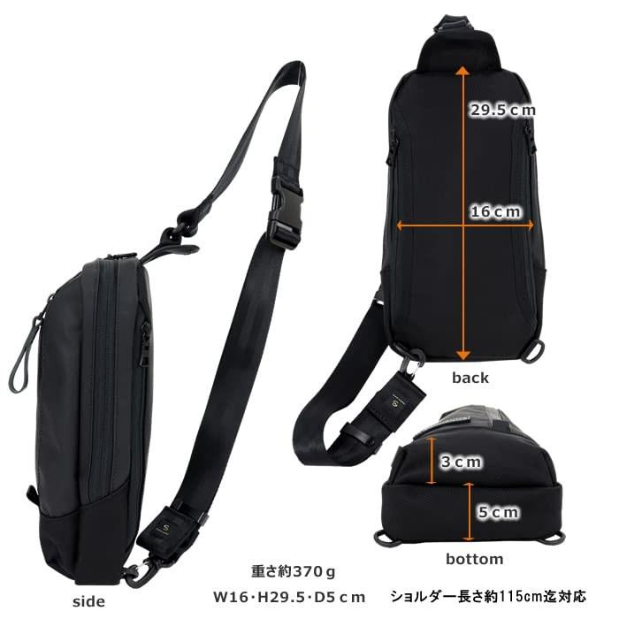 [Masterpiece] Body Bag Slick Sling Bag (PU X Polyester X Cordura Nylon, BLACK) W16 X H29.5 X D5cm