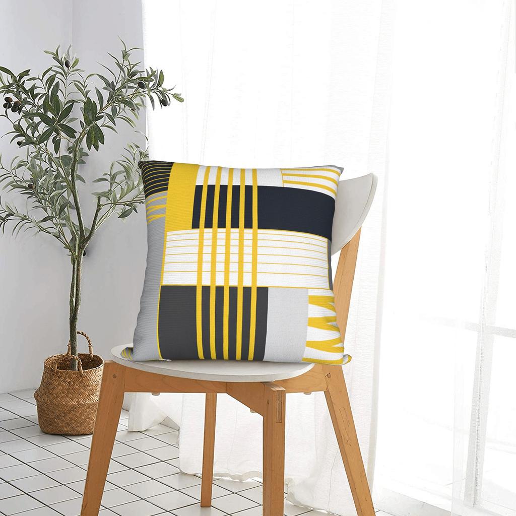Yellow Grey Geometric Pillow Case Cute Funny Pillow Cover Soft Pillowcases For Living Room Sofa
