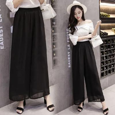 Women Loose Chiffon Wide Leg Pants Women Casual High Waist Elegant Trousers Summer Fashion Oversize Female All Match Pants New