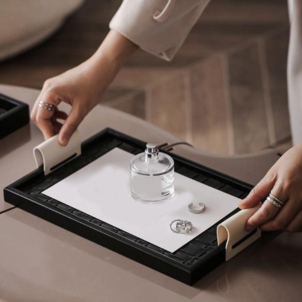 Handmade Woven Leather Storage Tray Rectangle Jewelry Display Plate  Aromatherapy