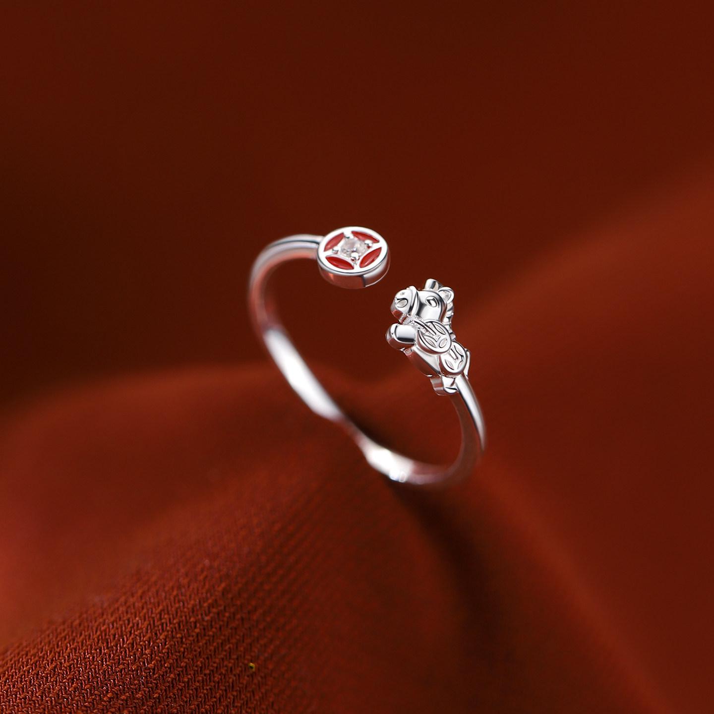 

Женское кольцо в китайском стиле «Богатство и Удача», Кольцо на указательный палец «Год Лошади»