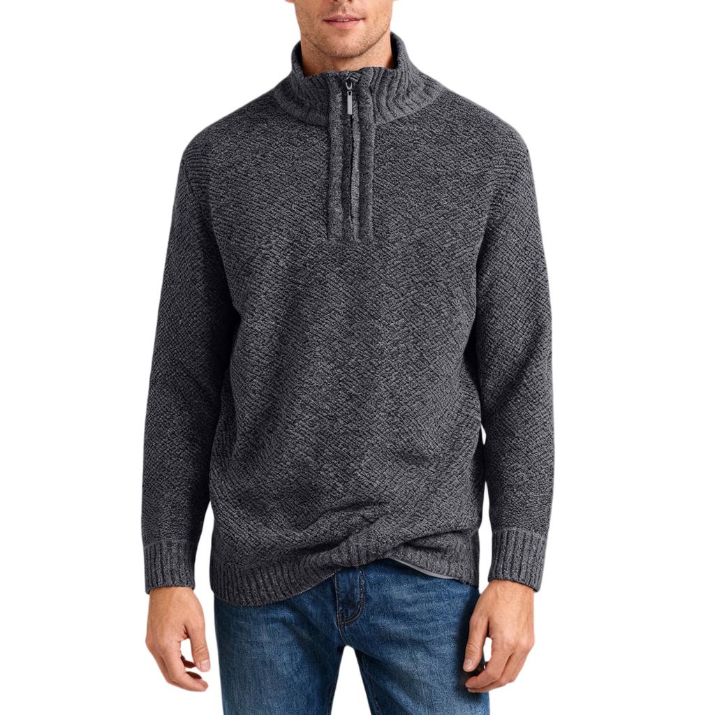 Men's Fashion Knitting Pullover Long Sleeves Loose Flip Collar Sweater