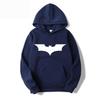 Bat‑emblem Men Hoodie Front Bold White Bat‑silhouette Graphic Pullover For Trendy Casual Streetwear Daily Outfits