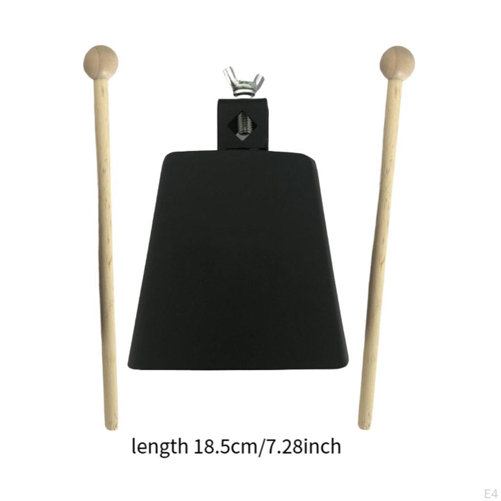 Iron Cowbell with 2 Sticks Hand Percussion Music Portable Instrument for
