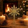 Christmas Tree Topper Star Decoration with Snowflake Coating Tabletop Ornament